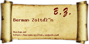 Berman Zoltán névjegykártya